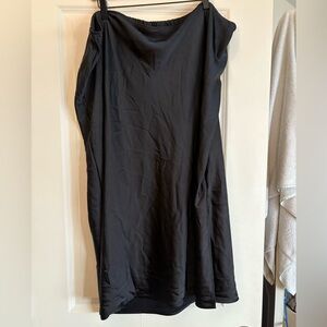 Black Satin Midi Skirt